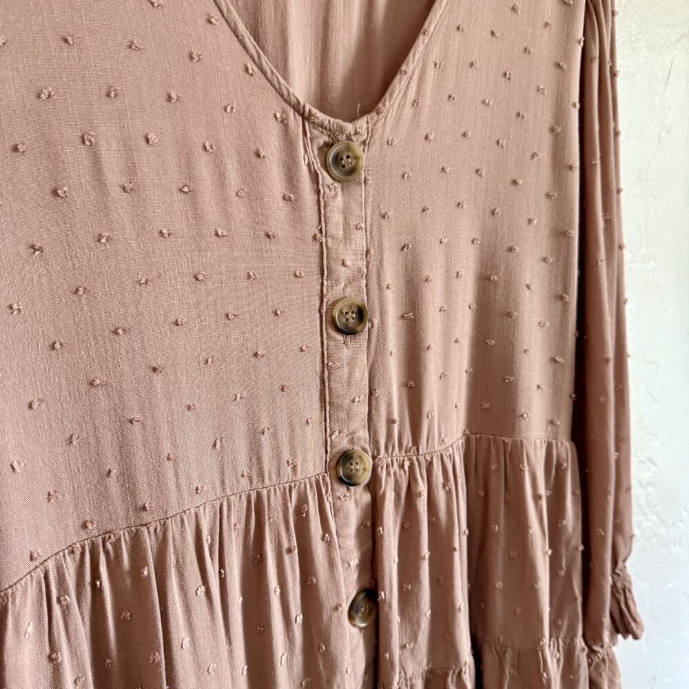 Anthropologie By the River Size Large Dress - Tan Brown Tiered Eyelet Buttoned - Picture 3 of 10